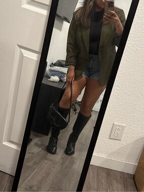 Scoop Olive Green Women's Blazer - Tailored Open Front Jacket